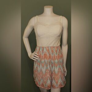 Streetwear Society Cream and Multicolor Strapless Dress